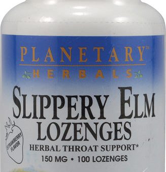 PLANETARY HERBALS - Slippery Elm Lozenges 150 mg Strawberry - 100 Lozenges Supply