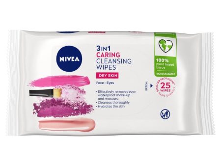 Nivea Biodegradable 3 In 1 Caring Cleansing Wipes Pack of 25 Discount