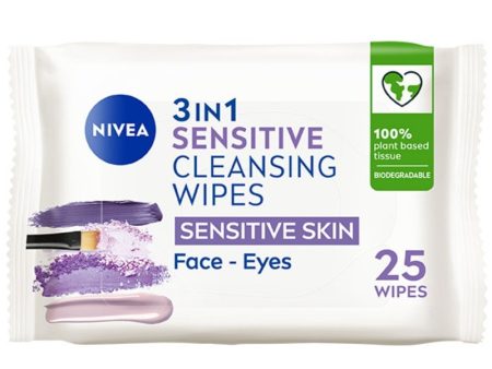 Nivea Biodegradable 3 In 1 Sensitive Cleansing Wipes 25 Wipes Hot on Sale